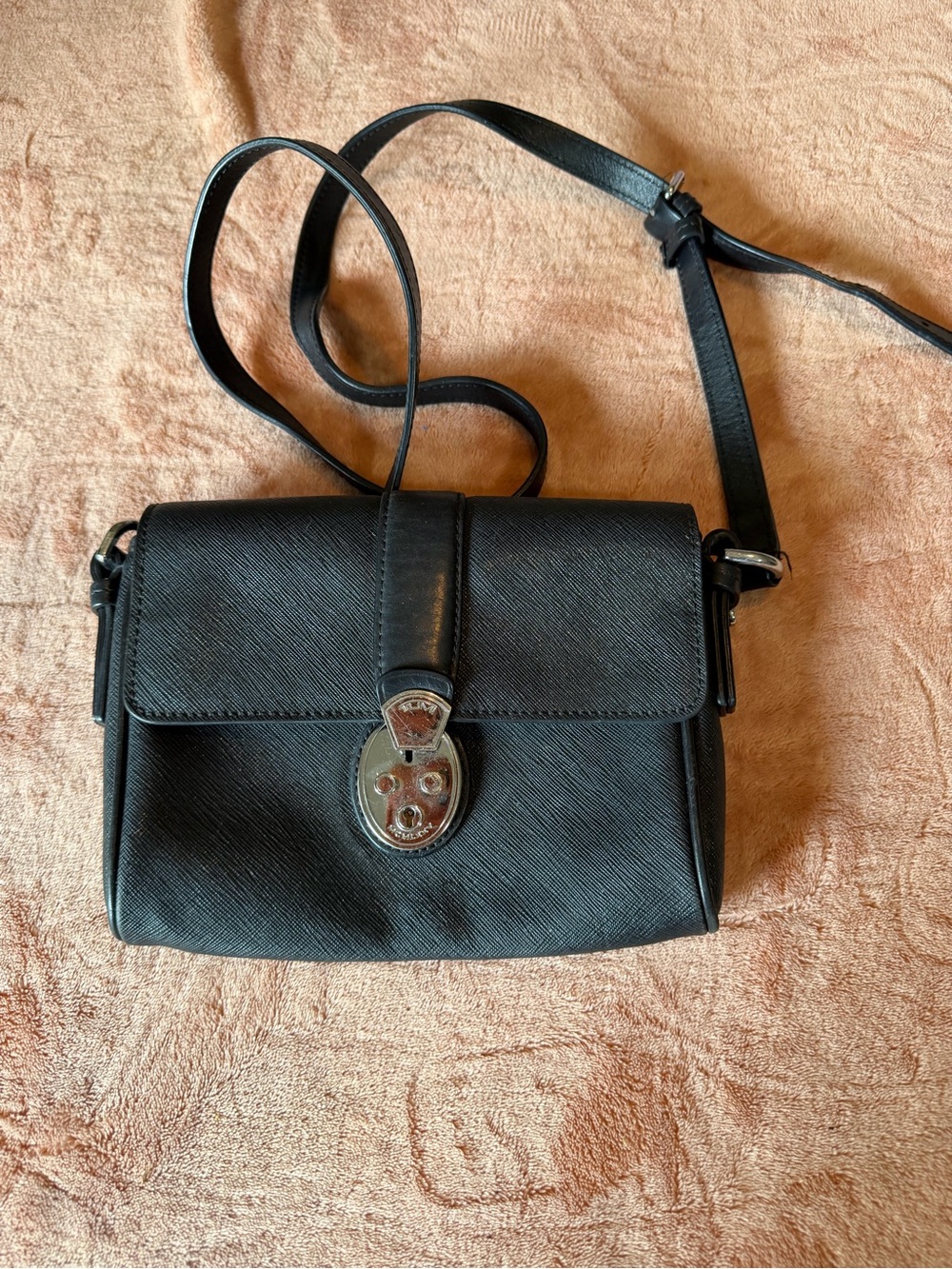 Tumi Black Mini Crossbody with Silver Lock